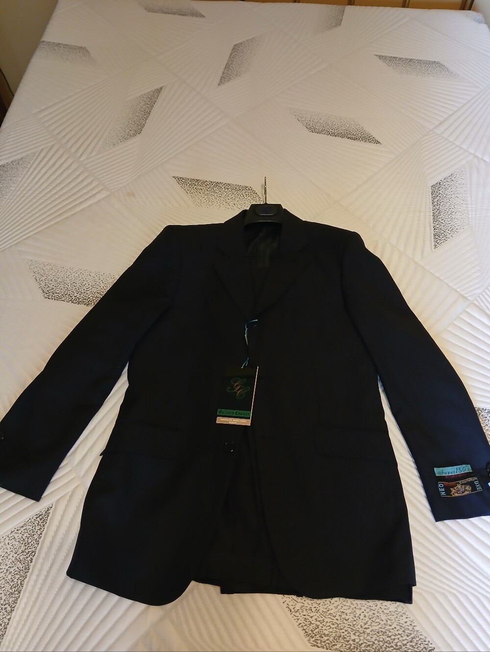 NWT GULLIANO COUTURE Mens Suit Jacket 36R Pants 30R Dark Pinstripe